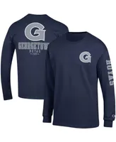 Men's Champion Navy Georgetown Hoyas Team Stack Long Sleeve T-shirt