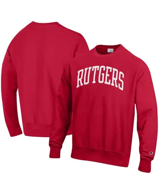 Men's Champion Scarlet Rutgers Knights Arch Reverse Weave Pullover Sweatshirt