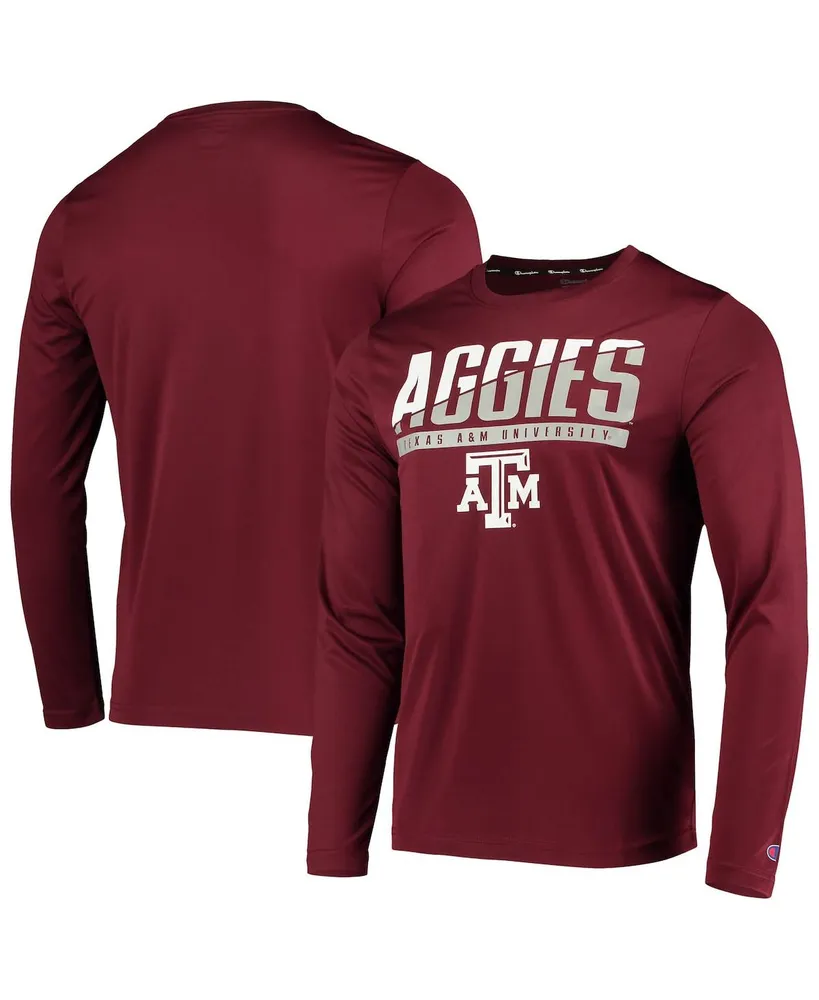 Men's Champion Maroon Texas A&M Aggies Wordmark Slash Long Sleeve T-shirt