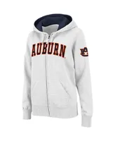 Women's Stadium Athletic White Auburn Tigers Arched Name Full-Zip Hoodie