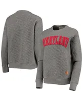 Women's Pressbox Heathered Gray Maryland Terrapins Moose Applique Quilted Pullover Sweatshirt