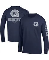 Men's Champion Navy Georgetown Hoyas Team Stack Long Sleeve T-shirt