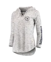 Women's Pressbox Gray West Virginia Mountaineers Space Dye Lace-Up V-Neck Long Sleeve T-shirt