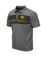 Men's Colosseum Heathered Charcoal Iowa Hawkeyes Smithers Polo Shirt