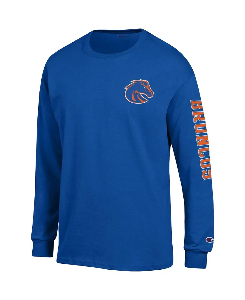 Men's Champion Royal Boise State Broncos Team Stack Long Sleeve T-shirt