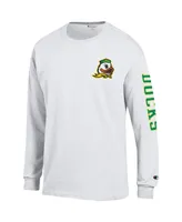 Men's Champion White Oregon Ducks Team Stack Long Sleeve T-shirt