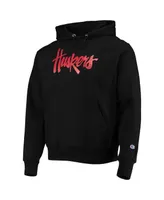 Men's Champion Black Nebraska Huskers Vault Logo Reverse Weave Pullover Hoodie