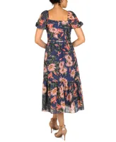 julia jordan Printed Puff-Sleeve Fit & Flare Dress