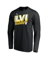 Men's Fanatics Black Los Angeles Rams Super Bowl Lvi Bound Tilted Roster Long Sleeve T-shirt