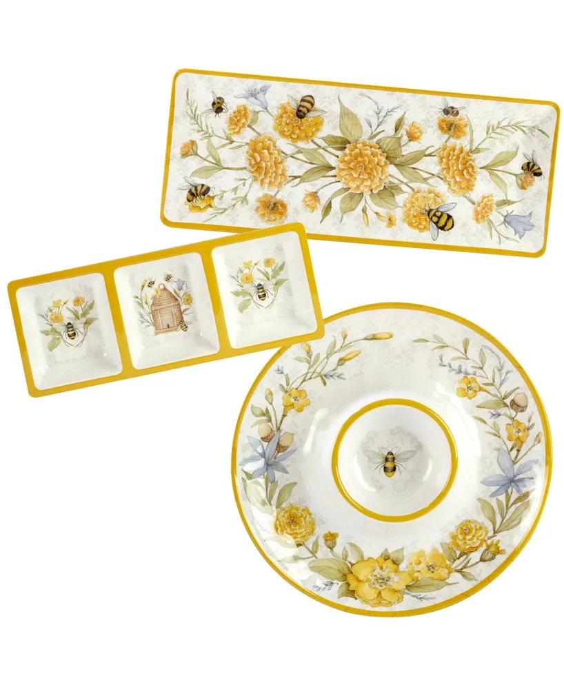 Certified International Bee Sweet Melamine Hostess Set, 3 Piece