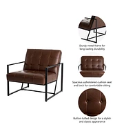 Glitzhome Modern Leatherette Accent Armchair with Frame, Set of 2, 29.25"