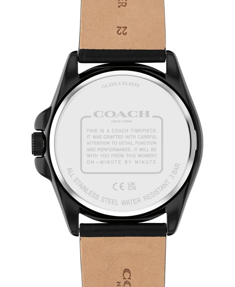 Coach Men's Greyson Black Leather Strap Watch 41mm
