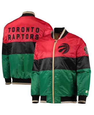 Men's Starter Red and Black Green Toronto Raptors History Month Nba 75th Anniversary Full-Zip Jacket