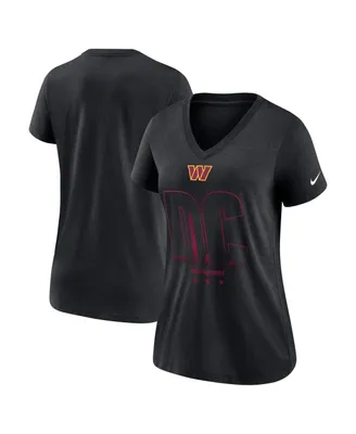 Women's Nike Heathered Black Washington Commanders Tri-Blend V-Neck T-shirt