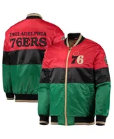 Men's Starter Red and Black Green Philadelphia 76ers History Month Nba 75th Anniversary Full-Zip Jacket