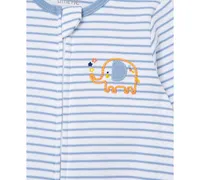 Little Me Baby Boys Elephant Coverall with Hat, 2 Piece Set