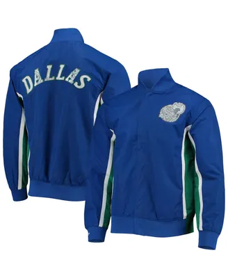 Men's Dallas Mavericks Blue Mitchell & Ness Hardwood Classics 75th Anniversary Authentic Warmup Full-Snap Jacket