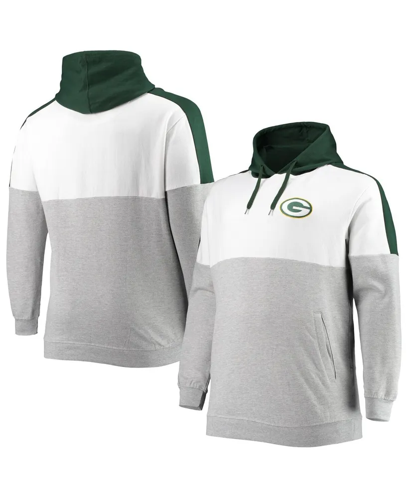 Men's Green, Heather Gray Green Bay Packers Big and Tall Team Logo Pullover Hoodie