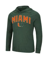 Men's Colosseum Heathered Green Miami Hurricanes Big and Tall Wingman Raglan Hoodie T-shirt