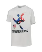 Big Boys White Team Usa Snowboarding Scattered Swatch T-shirt