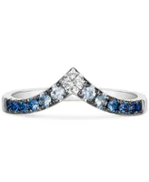 Le Vian Denim Ombre (1/3 ct. t.w.) & White Sapphire (1/10 ct. t.w.) V Ring in 14k White Gold