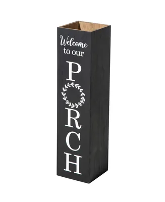 Glitzhome 30" Double Sided Solid Boxed 'Welcome to our Porch' Porch Sign