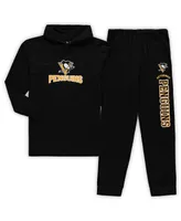 Men's Black Pittsburg Penguins Big and Tall Pullover Hoodie Joggers Sleep Set