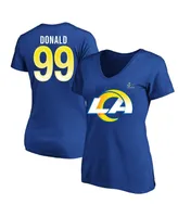 Women's Aaron Donald Royal Los Angeles Rams Super Bowl Lvi Bound Plus Name and Number V-Neck T-shirt