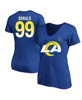 Women's Aaron Donald Royal Los Angeles Rams Super Bowl Lvi Bound Plus Size Name and Number V-Neck T-shirt