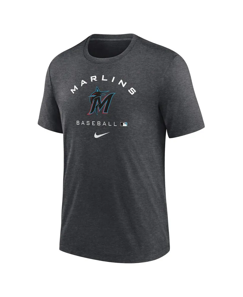 Men's Heathered Charcoal Miami Marlins Authentic Collection Tri-Blend Performance T-shirt