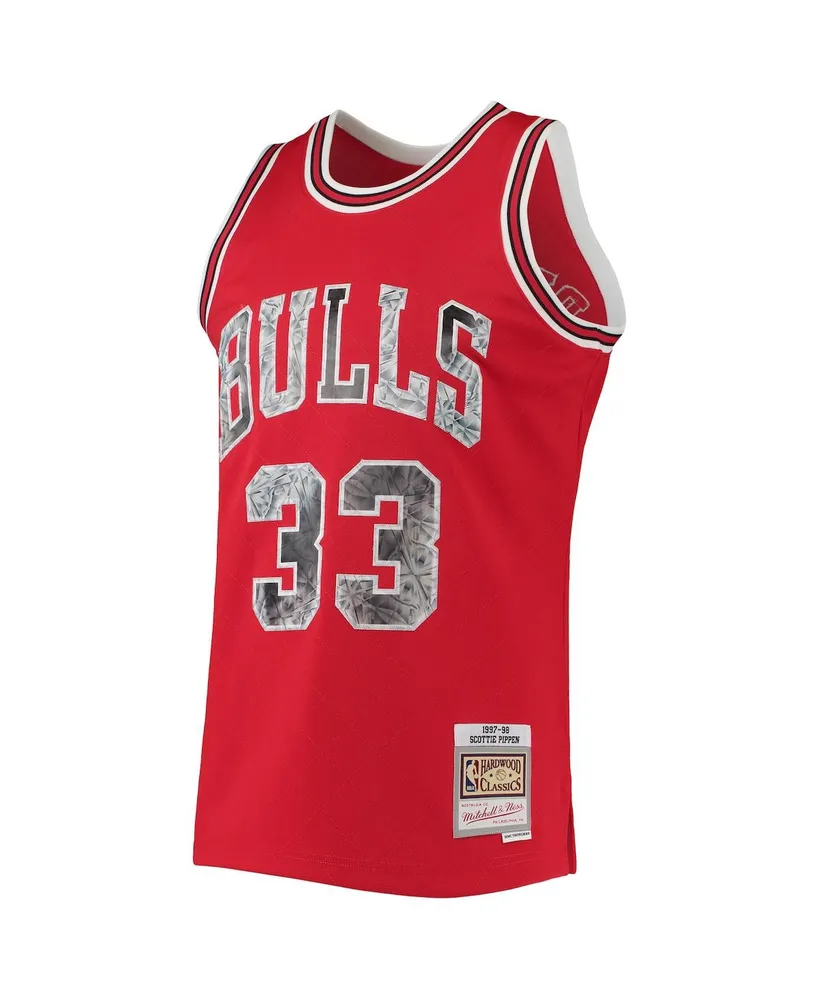 Men's Scottie Pippen Red Chicago Bulls 1997-98 Hardwood Classics 75th Anniversary Diamond Swingman Jersey