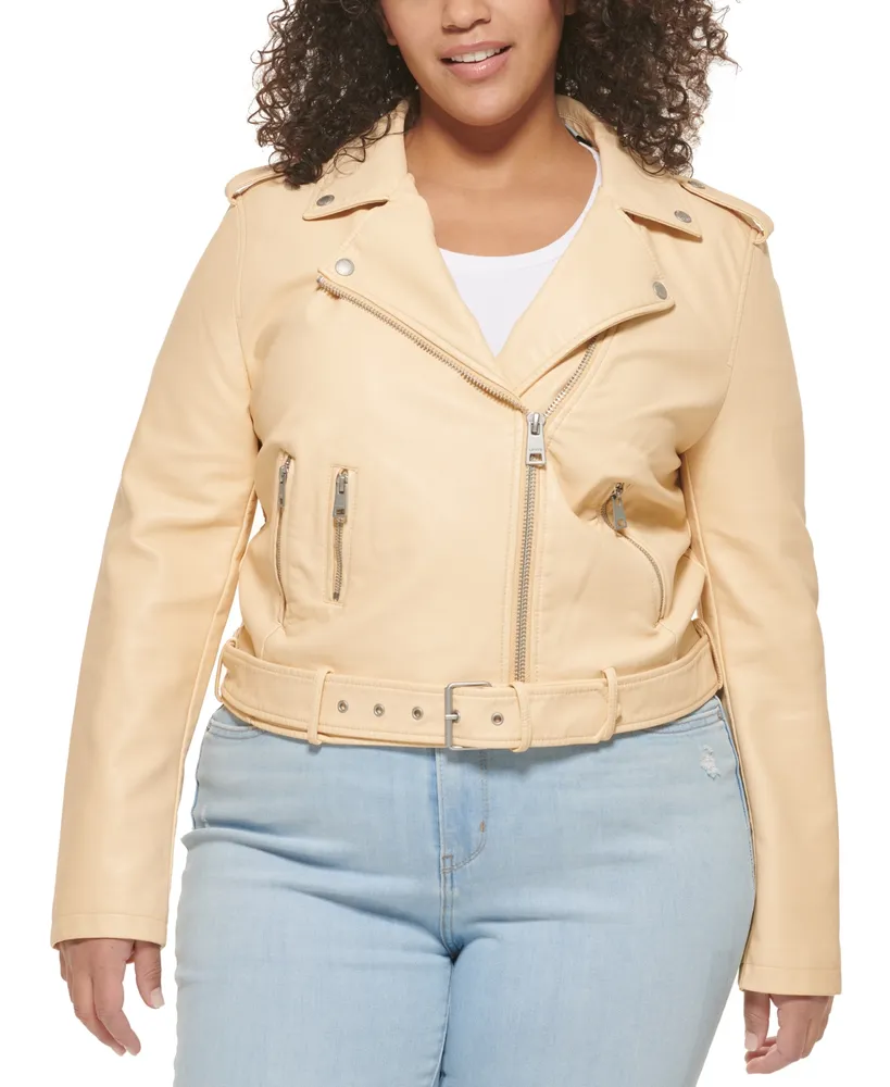 Levi's Plus Faux Leather Belted Motorcycle Jacket