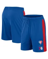 Men's Fanatics Royal Philadelphia 76ers 75th Anniversary Downtown Performance Practice Shorts