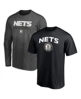 Men's Fanatics Black, Heather Charcoal Brooklyn Nets T-shirt Combo Set