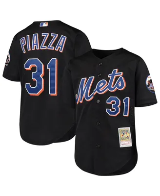 Big Boys Mitchell & Ness Mike Piazza Black New York Mets Cooperstown Collection Mesh Batting Practice Jersey