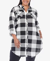 White Mark Plus Plaid Tunic Shirt