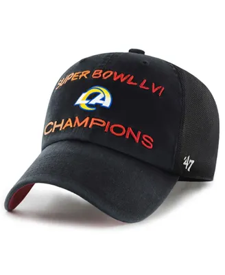 Men's '47 Black Los Angeles Rams Super Bowl Lvi Champions Scene Trucker Clean Up Adjustable Hat