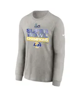 Big Boys Nike Heather Gray Los Angeles Rams Super Bowl Lvi Champions Locker Room Trophy Collection Long Sleeve T-shirt