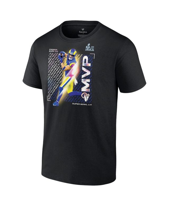 Men's Fanatics Cooper Kupp Black Los Angeles Rams Super Bowl Lvi Champions Mvp T-shirt