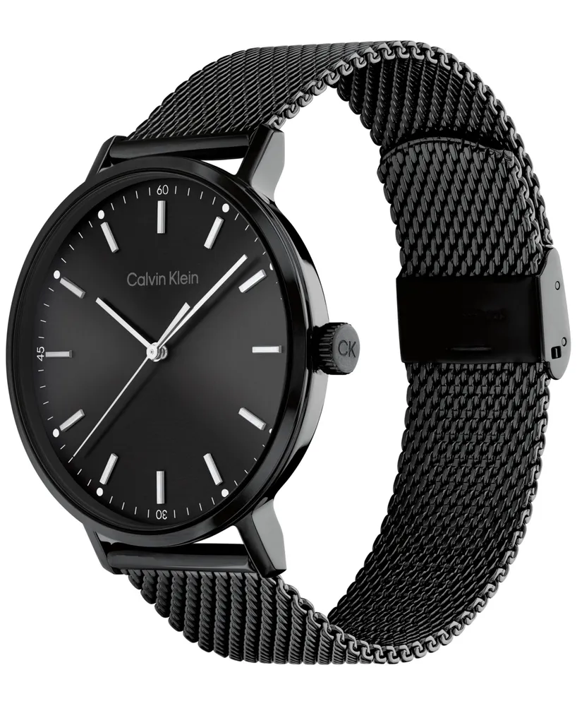 Calvin Klein Black Stainless Steel Mesh Bracelet Watch 42mm