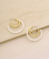 Ettika Imitation Pearl and 18K Gold Plated Bubble Hoops - Gold