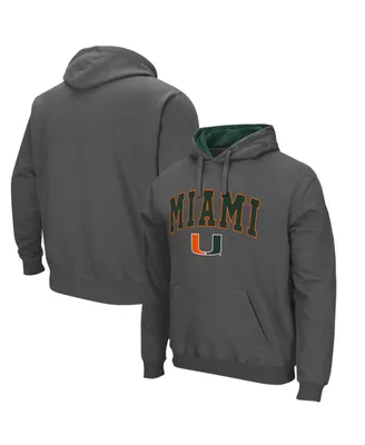Men's Colosseum Charcoal Miami Hurricanes Arch and Logo 3.0 Pullover Hoodie