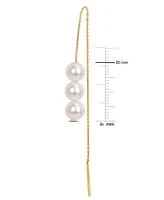 Cultured Freshwater Pearl (6 - 6-1/2mm) Threader Earrings in 10k Gold