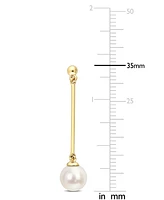 Cultured Freshwater Pearl (7mm) Linear Drop Earrings in 10k Gold