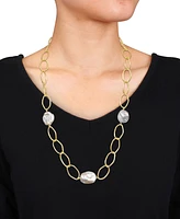 Cultured Freshwater Baroque Pearl (14-20mm) Open Link Statement Necklace in 18k Gold-Plated Sterling Silver, 26" + 1-1/2" extender