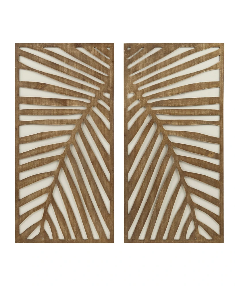 Madison Park Birch Palms Carved Wall Panel Set, 2 Piece