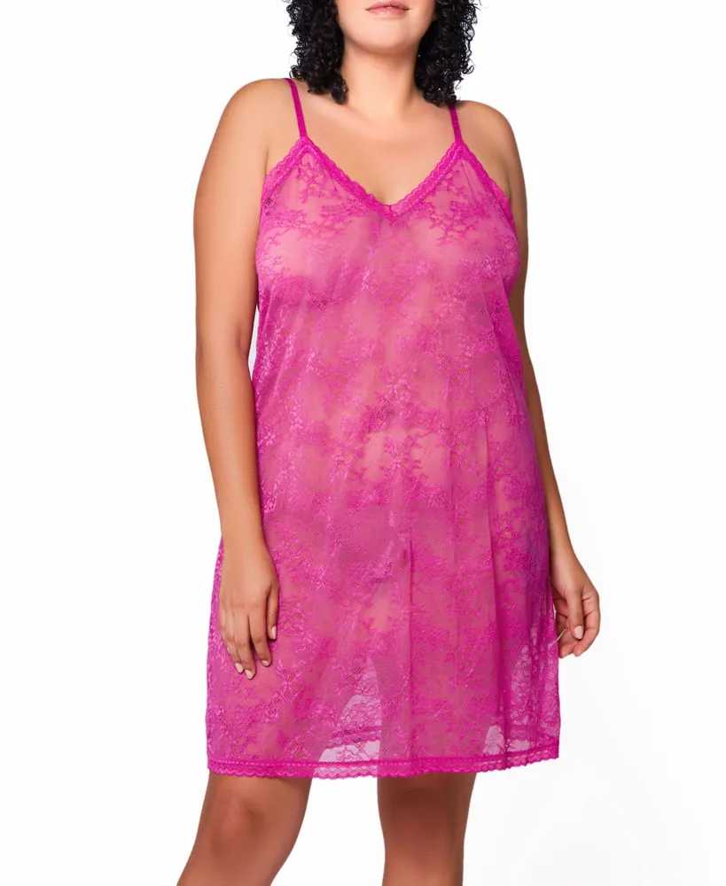 Naomi Plus Allover Lace Sheer Lingerie Chemise