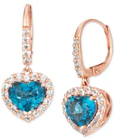 Le Vian Deep Sea Blue Topaz (3 ct. t.w.) & Vanilla Topaz (5/8 ct.t .w.) Leverback Drop Earrings in 14k Rose Gold