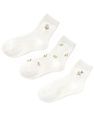 Stems Floral Print Three Pack socks