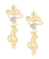 Diamond Accent Love Hoop Earrings in 14K Gold Plate - Gold